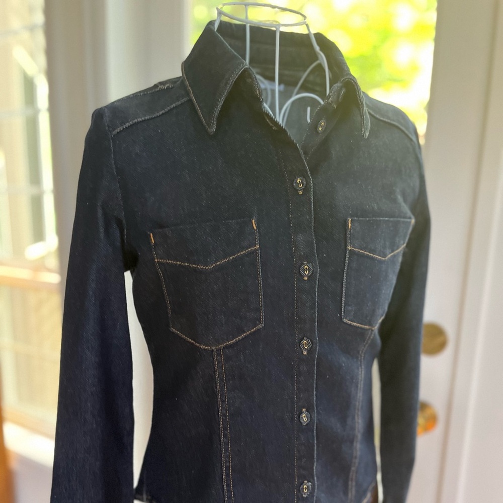 Dark blue fitted denim shirt new